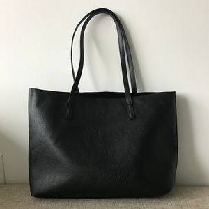 Black Faux Leather Tote